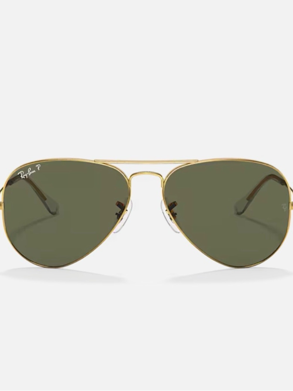 Ray-Ban Gold Aviator Sunglasses with Green Lenses